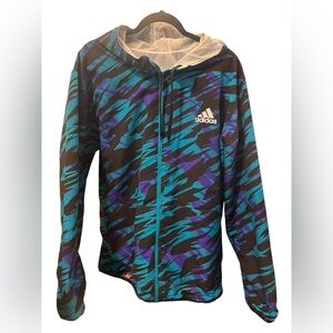 Adidas Blue and Purple Patterned Windbreaker Jacket